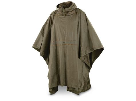 German Army Wet Weather Rain Poncho Waterproof Olive Hooded Shelter