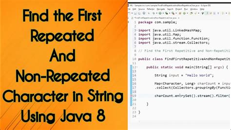 Find First Repeated And Non Repeated Character In A String Using Java YouTube