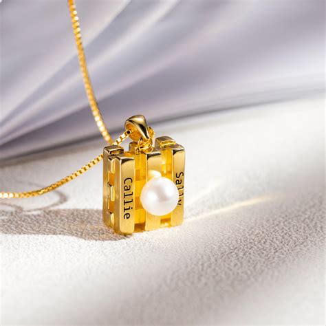 Engravable Square Pearl Necklace Gift For Her Getnamenecklace