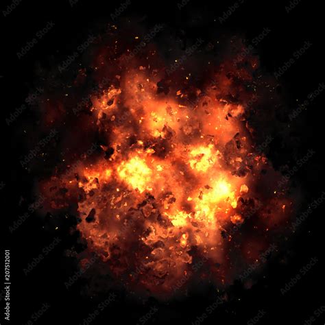 Fire Explosion Isolated On Black Background Stock Illustration Adobe