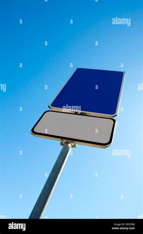 Blank Blue And White Road Signs Stock Photo Alamy