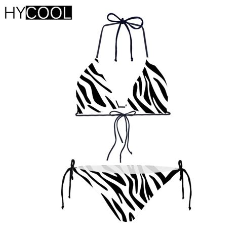 Hycool Women Bikini Zebra Pattern Sexy Swimsuit Female Push Up Swimming
