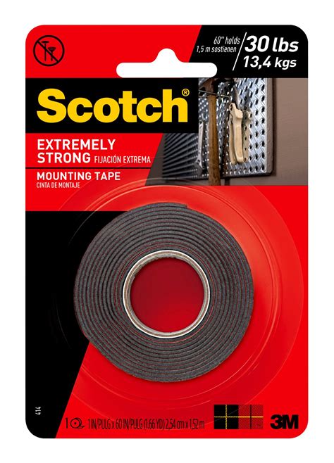 Scotch Extreme Double Sided Mounting Tape 1 In X 60 In Black 1 Roll