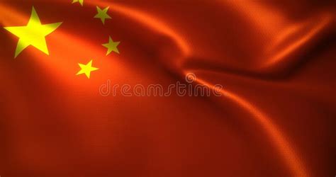 China Flag Chinese Flag With Waving Folds Close Up View 3d Rendering
