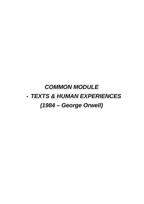 Advanced English Study Notes COMMON MODULE TEXTS HUMAN