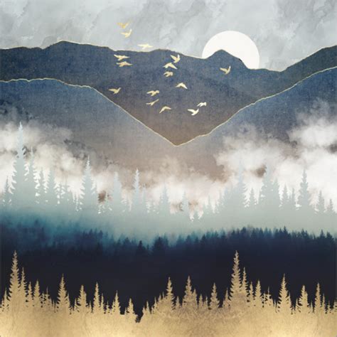 Blue Mountain Mist Landscape Print By Spacefrog Designs Posterlounge