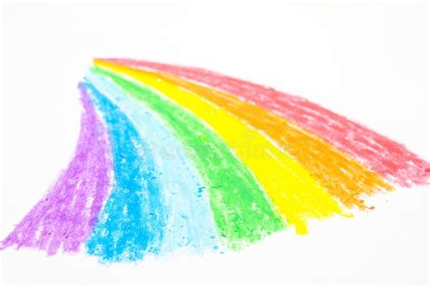 Child S Rainbow Crayon Drawing Stock Photo Image Of Education
