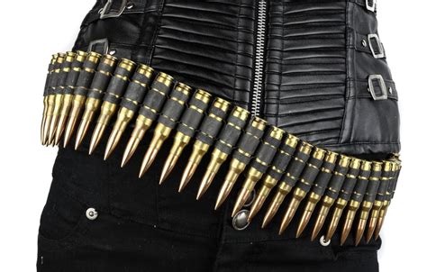 real bullet belt 308 caliber brass shell m60 black x link