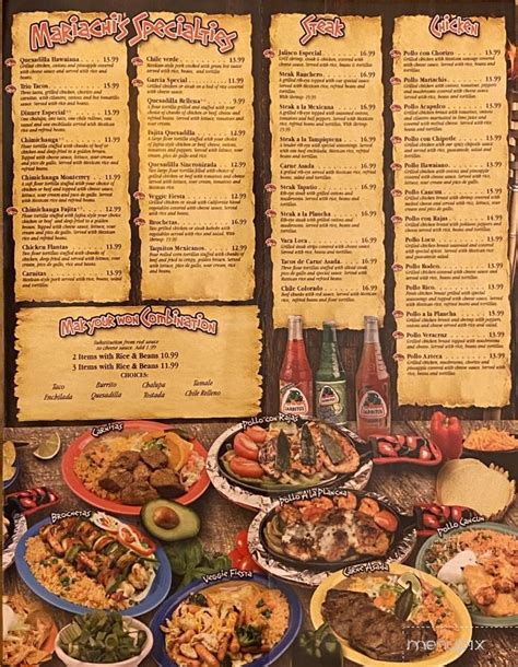 Menu Of Mariachis Mexican Restaurant In Berea Ky 40403