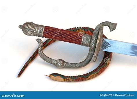 Snake Surrounds Sword Handle With Serpent Royalty Free Stock Photo Image
