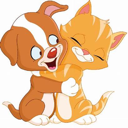 Cat Dog Clipart Hug Cartoon Clip Kittens
