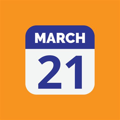 March 21 Calendar Date 23393306 Vector Art At Vecteezy