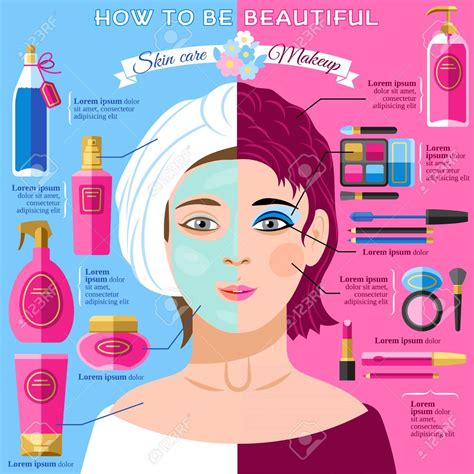 Vector Skincare And Makeup Tips For Healthy Face Skin And Beauty