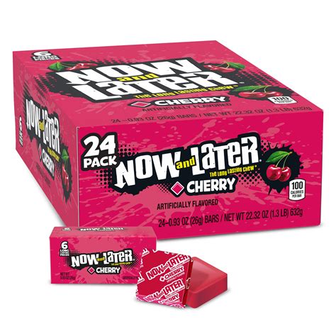 Buy Now And Later Original Taffy Chews Candy Cherry 0 93 Ounce Bar Pack Of 24 Online At