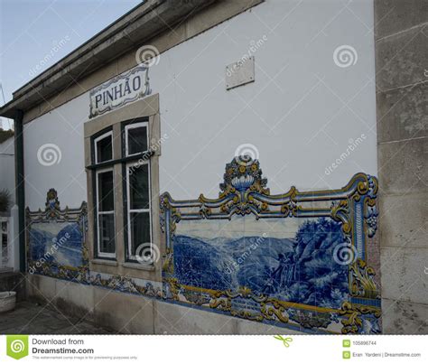 Traditional Tiles In Pinhao Railway Station Portugal Stock Photo