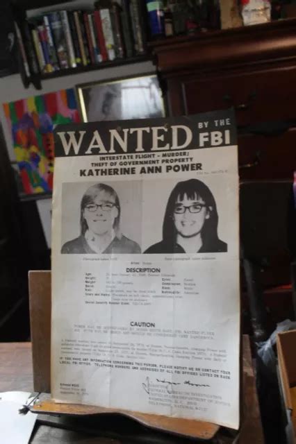 Vintage Fbi Wanted Poster Sept 30 1970 Katherine Ann Power Most Wanted