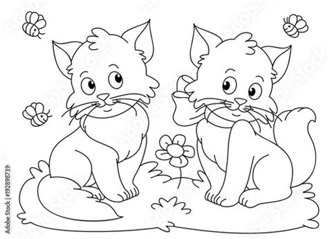 "Funny cats coloring book vector" fichier vectoriel libre de droits sur