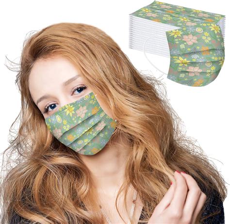 【us Stock】 50pc Flower Printed Theme Disposable Facemask