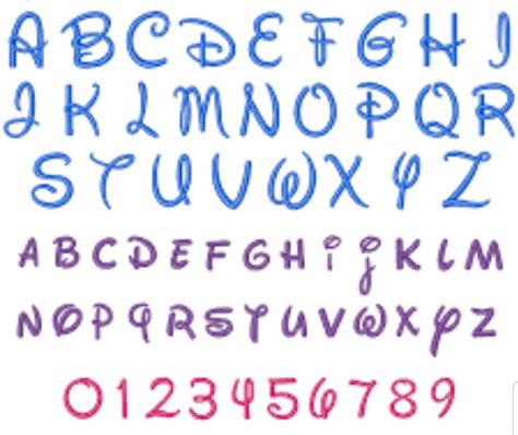 Disney Calligraphy Alphabet And Numbers Calligraphy Fonts Alphabet