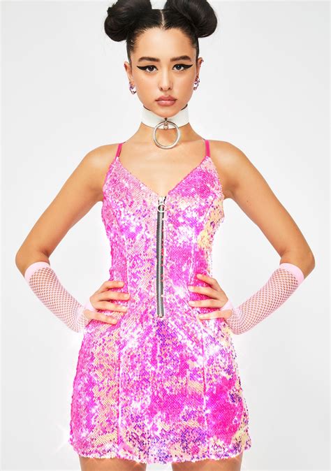 Club Exx Iridescent Pink Sequin Dress Dolls Kill