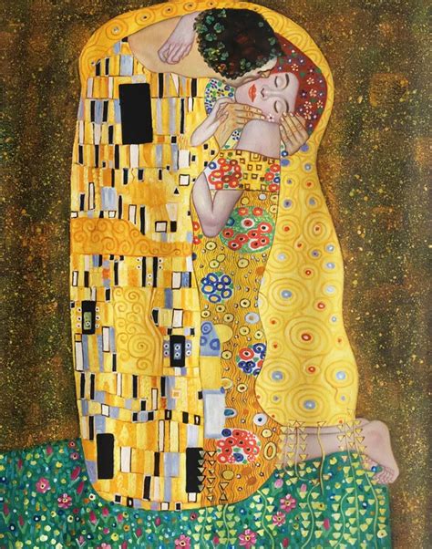 Handmade Oil Paintings Lovers Romantic Figure Art Gustav Klimt The Kiss