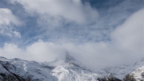 The Clouds Moving Over The Snow Mountain At Mtcook New