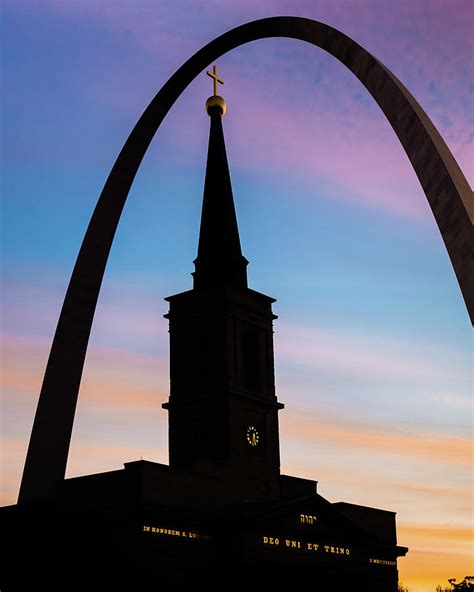 The Gateway Arch And Old Cathedral Saint Louis Sunrise Photograph By
