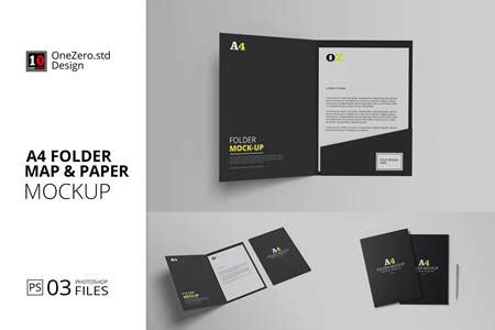 Download A4 Folder Map and Paper Mockup MEZ5DEB - FreePSDvn