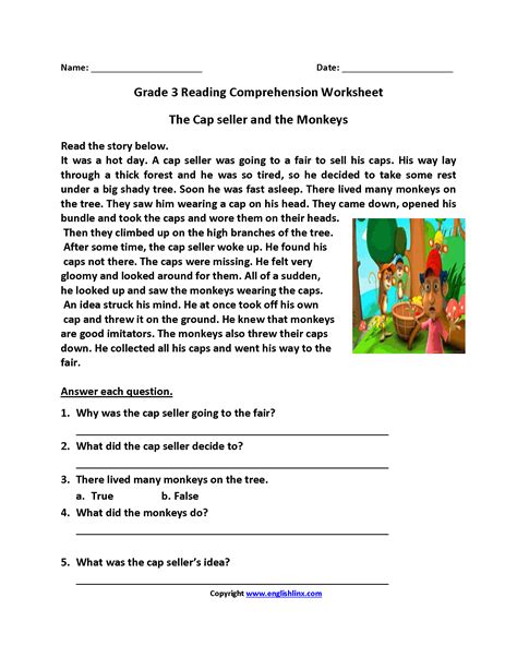 Free Reading Comprehension Worksheets For 3rd Grade Workssheet List