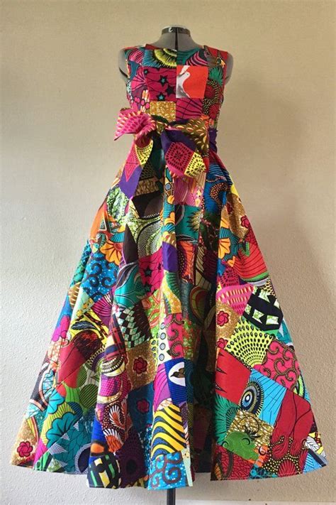 Brilliant African Wax Print Patchwork High Waist A Line Maxi Dress With
