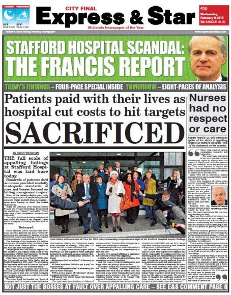stafford hospital scandal makes splash and supplement for express and star