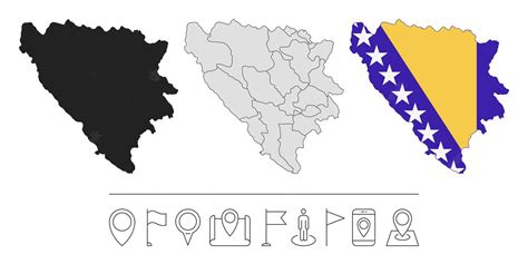Conjunto De Diferentes Mapas De Bosnia Y Herzegovina Con Bandera