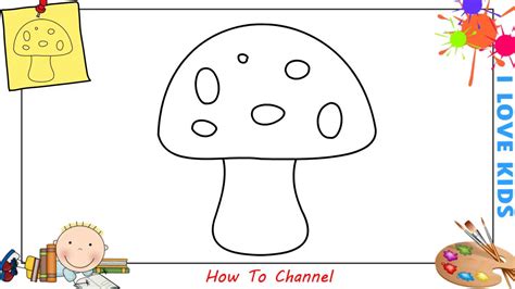 How To Draw A Mushroom Easy Step By Step For Kids Beginners Children