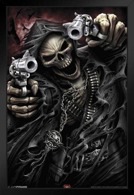 Spiral Assassin Grim Reaper With Guns Revolvers Skeleton