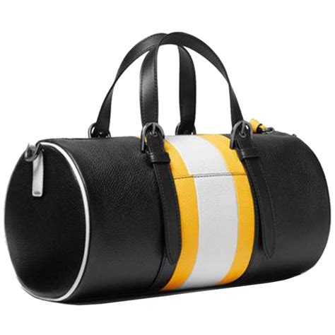 Michael Kors Stanton Medium Striped Pebbled Leather Barrel Bag
