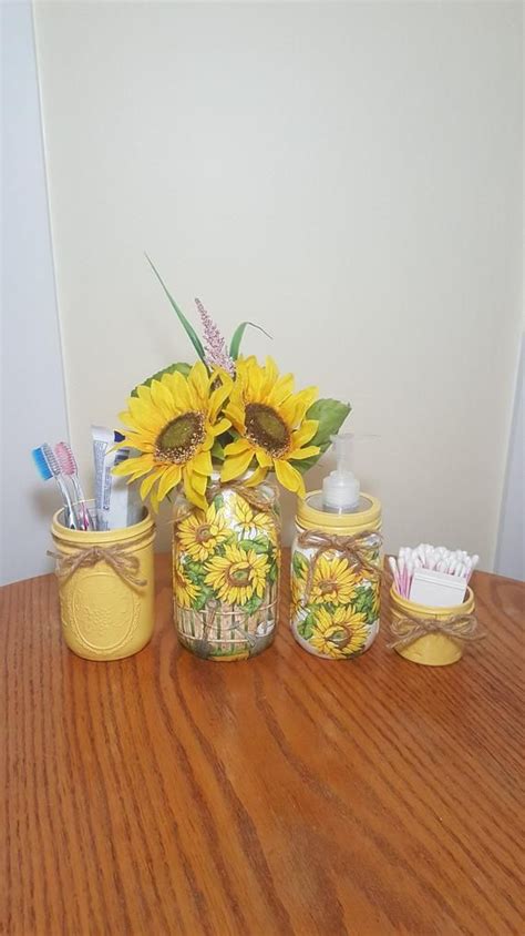Explore a range of wastebaskets, toothbrush holders, soap dishes and containers to refresh your bathroom. SUNFLOWER garden Bathroom Set, Mason Jar Set, Decoupage ...