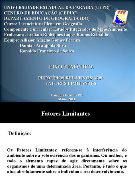 Fatores Limitantes Pdf Nutrientes Ambiente Natural