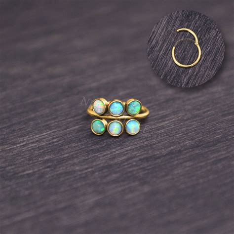 Surgical Steel Tragus Hoop Earring Opal Cartilage Earring Etsy