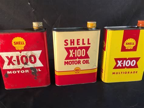Collection Of 3 Vintage Shell X 100 Easy Pour Motor Oil Containers
