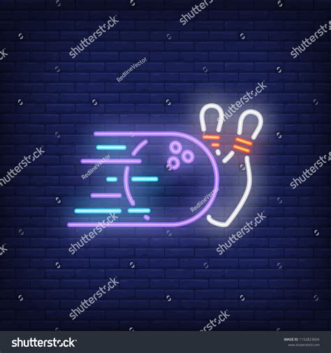 Throwing Bowling Pins Neon Sign Fast Stock Vector Royalty Free