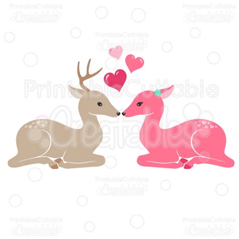 Deer In Love Clipart And Svg Cut Files
