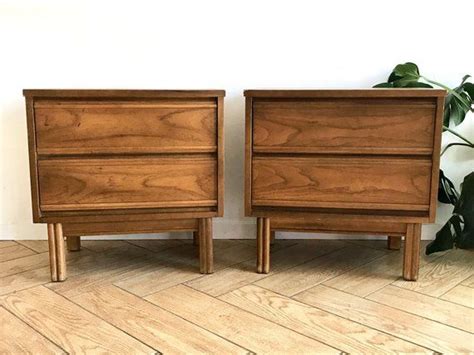 Mid Century Modern Matching Nightstands Set Of 2 Solid Wood Mcm Side
