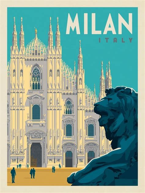 Italy Milan Anderson Design Group Retro Travel Poster Italy