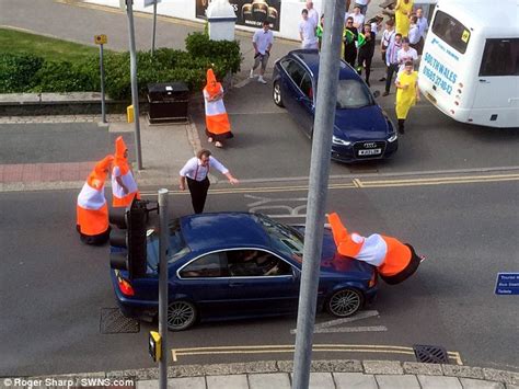 Stag Party Dressed As Traffic Cones To Block Road In Newquay Daily