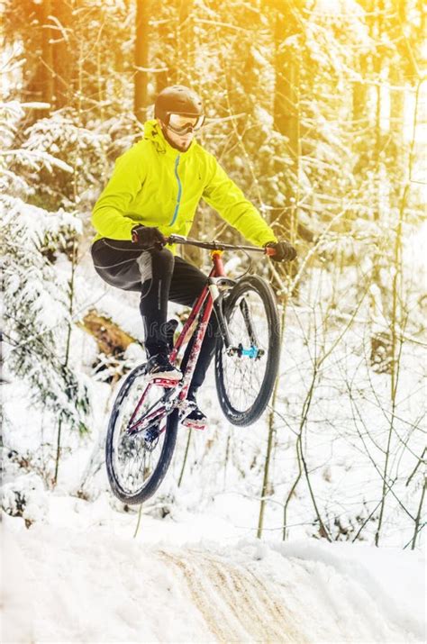 Mountain Biking In Snowy Forest Editorial Photo Image Of Adventure