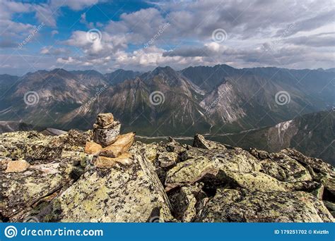 View From A High Mountain To The Mountain Peaks And Ridges In The