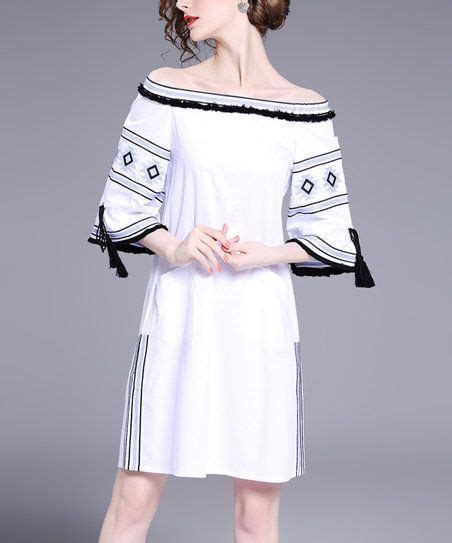 Laklook Black And White Geometric Off Shoulder Dress Zulily Chic Style