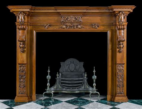 Walnut Antique Wood Large Fireplace Mantel Westland London