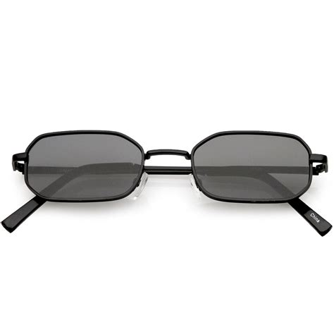 extreme small thick metal rounded rectangle sunglasses neutral colored lens 48mm matte black