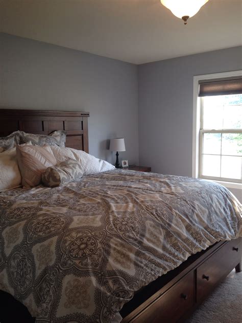 Sherwin williams gray paint bedroom. Sherwin Williams "Lazy Gray" So great! Slight blueish-gray ...